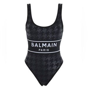 BALMAIN***Black Houndstooth One-Piece Swimsuit***Small $580